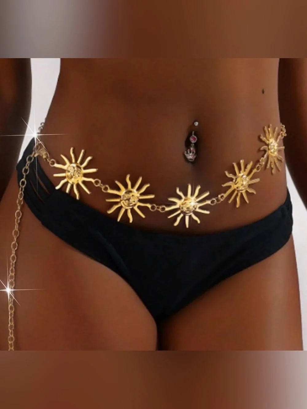Gold Sun Medallion Chain Belt